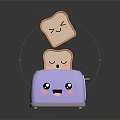 Purple Kitchen Toaster Featuring Cute Cartoon Smiling Faces On Toast Slices