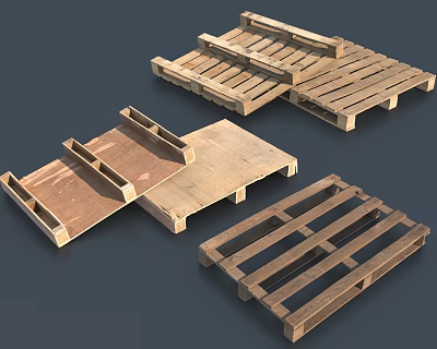Modern pallet board wooden frame wooden fence 3d model