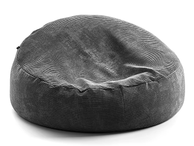 Soft Gray Textured Round Bean Bag Chair Comfortable Home Seating 3d model