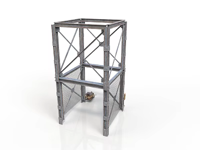 Modern Metal Frame Structure With Multi Layer Design And Grid Panels For 3d model