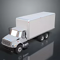 White Commercial Box Truck Featuring Delivery Cab Cargo Container And Wheels