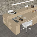 Modern Office Workspace With Light Wood Desk And Chair Set And Storage Shelves