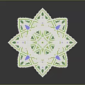 White Decorative Architectural Model With Multi Layered Columns Circular Top And Green Blue Accents