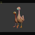 Cute Orange Mother Duck With Small Duckling On Smooth Dark Background