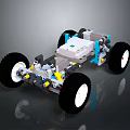 Automotive Components Chassis with Large Wheels and Mechanical Suspension System 3d model