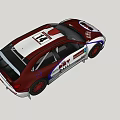 Red White Blue Racing Car With OMV Sponsor Logos And Red Wheels