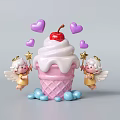 Photo Spot With Ice Cream Cone Whipped Cream Cherry Purple Hearts Angels Blue Balls