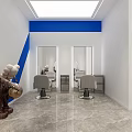 Stylish Modern Blue And White Beauty Hair Salon Interior Design With Professional Styling Chairs