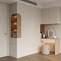 Modern Minimalist Wardrobe Design With White Cabinetry Open Shelves And Dressing Table