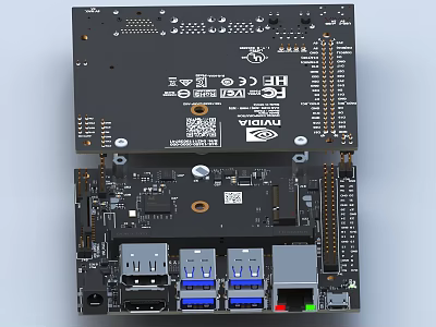 Industrial Equipment NVIDIA Advanced Circuit Board With USB Interfaces And Data Processing Components 3d model