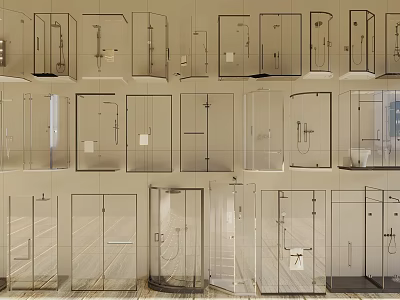 Modern Shower Sauna Enclosures With Glass Doors And Various Design Styles 3d model