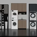 Functional Modern Bathroom Cabinetry With Washing Machines Dryers And Storage Cabinets