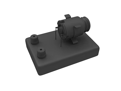 Black Industrial Mechanical Device With Base Plate Rotary Component And Mounting Posts 3d model
