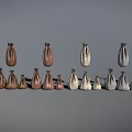 Household Cloth Bags In Various Colors And Different Sizes Arranged In Rows