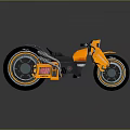 Orange Futuristic Motorcycle With Stylish Rims And Sleek Mechanical Body Design