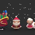 Santa Claus Standing Beside Red Sleigh Filled With Gifts and Falling Snowflakes