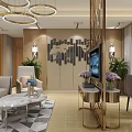 Modern Living Dining Room Interior With Chandeliers Sofa Coffee Table And Dining Chairs