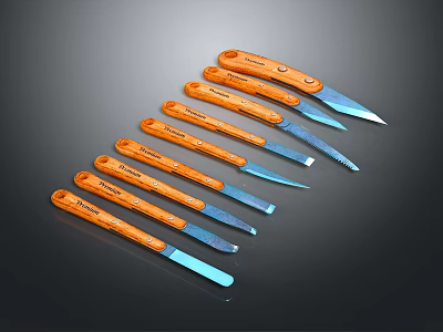 Orange Handle Assorted Hardware Tools Set with Precision Blades and Sizes 3d model