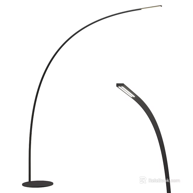 Modern Floor Lamp With Curved Arm And Sleek Black Design For Contemporary Spaces 3d model 