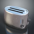 Silver Two Slice Toaster Electronic Appliance With Control Buttons And Reflective Surface