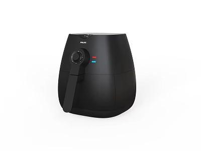 Philips Black Air Fryer Modern Kitchen Appliance With Control Knob And Colorful Buttons 3d model