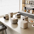 Neat Modern Kitchen Interior With Countertop And Various Functional Kitchen Appliances
