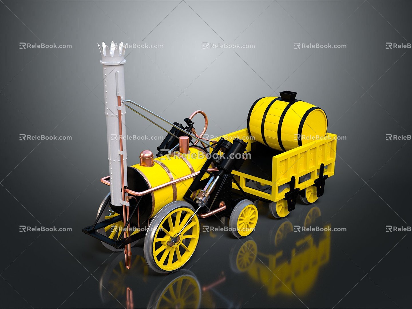 vintage train steam train train carriage locomotive head steam car carriage train vehicle 3d model