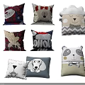 Cute Animal Design Decorative Throw Pillows With Various Patterns And Colors 3d model