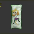 Cute White Pillow Featuring Cartoon Cat Eared Girl With Yellow Hair And Red Eyes