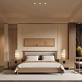 Minimalist Modern Zen Bedroom Interior Design With Wooden Bed Nightstands Lamps And Decorative Wall Art