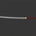 Samurai Sword With Silver Blade Red Handle And Gold Accents On Dark Background