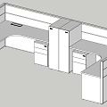 Modular Office Desk With Cubicle Partitions Drawers Cabinets And Work Surfaces