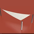 Tensile Membrane Structure With White Fabric And Black Support Poles On Red Background