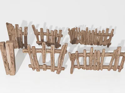 Natural Wooden Fence With Various Designs For Garden And Outdoor Use 3d model