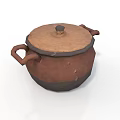Hand Carved Terracotta Sculpture Clay Pot With Lid And Two Handles