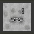 Mechanical Metal Components 3D Model on Gray Platform With Holes and Curved Structure