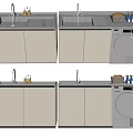 Modern Bathroom Vanity Cabinet with Sink Countertop Storage and Washing Machine