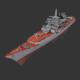 Modern warship Kresta cruiser 3d model