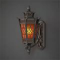Vintage Classic Wall Sconce with Intricate Metal Frame Patterned Glass and Warm Glow