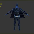 Batman Game And Movie Character 3D Render With Black Costume Yellow Utility Belt And Bat Cape