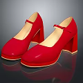 Red Patent Leather Mary Jane Heels With Block Heel And Ankle Strap