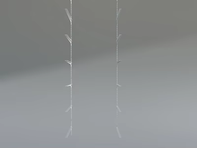 White Hanging Decorations With Arrow Shaped Elements And Reflection On Gray Background 3d model
