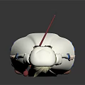 3D Nurse Character In White Dress With Blue Trim And Nurse Cap Holding Red Object