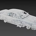 Old White Worn Out Car With Stains And Rust On Dark Background 3d model