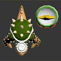 Spiked Turtle With White Hat Green Orange Shell Metal Wristbands And Yellow Star In Pot