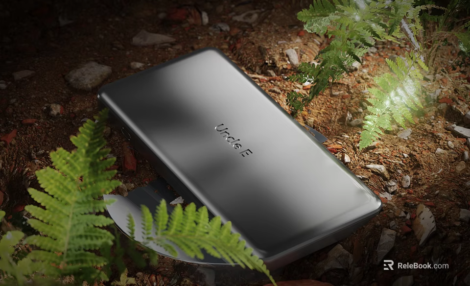 Verbatim Portable External Hard Drive Surrounded by Green Ferns in Natural Setting 3d model 