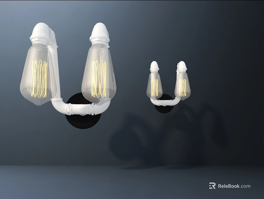 Minimalist Modern Wall Lamps Featuring White Sockets Transparent Bulbs And Visible Filaments 3d model 