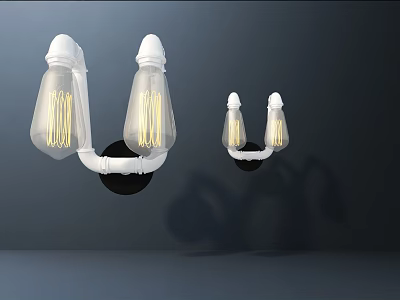 Minimalist Modern Wall Lamps Featuring White Sockets Transparent Bulbs And Visible Filaments 3d model