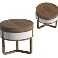 Modern Wooden Bedside Tables With Round Top And White Middle Section 3d model
