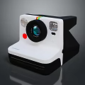 Polaroid Instant Camera With White Black Body Rainbow Stripe Lens And Flash